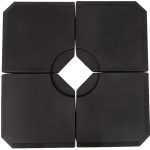 Base per Ombrellone a Braccio da 4 Pezzi Riempibile con Acqua o Sabbia per Basi a Croce da 100x100cm, Nero
