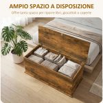Panca Contenitore Capacità 120 kg per Camera da Letto e Ingresso, in Legno, 100x40x40 cm, Marrone - immagine 4