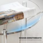 Tavolino Basso Rotondo a 2 Livelli in Acrilico per Interni, Ø40x50 cm, Trasparente - immagine 5