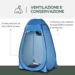 Tenda Doccia da Campeggio e Spiaggia con Porta a Cerniera e Borsa di Trasporto, 126x124x189 cm, Blu - immagine 4