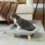 Cuccia Divanetto per Cani e Gatti Sfoderabile in Peluche con Schienale, 47x40x20 cm, Grigio - immagine 2