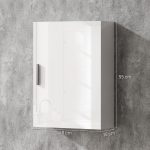 Armadietto Bagno da Parete in Legno con 3 Ripiani Regolabili in Vetro su 3 Livelli, 40x15x55 cm, Bianco - immagine 3