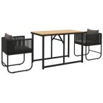 Set da Giardino 3 Pezzi in Rattan con 2 Sedie 50x51.5x67 cm e Tavolo 110x60x75 cm in Legno Composito