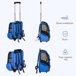 Trasportino Zaino 2 in 1 per Cani e Gatti con Tasche e Maniglia Telescopica, 42x25x55cm, Blu - immagine 7