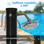 Doccia Solare da 20L con Rubinetto Inferiore e Temperatura Regolabile, in Lega di Zinco, 15.5x15.5x222 cm, Nero - immagine 6
