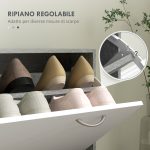 Set Mobile da Ingresso con Appendiabiti a 6 Ganci, Mobile Scarpiera con Cassetto e Specchio, Grigio - immagine 6