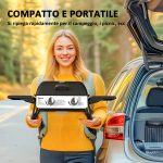 Barbecue a Gas Portatile con 2 Bruciatori e Coperchio con Termometro, Nero - immagine 4