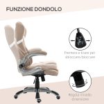 Sedia da Ufficio Reclinabile con Altezza Regolabile in Tessuto, 68x76x109-117 cm, Marrone Chiaro - immagine 5