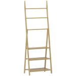 Scaffale Bagno 3 Ripiani con Porta Asciugamani a 3 Barre, Autoportante e Pieghevole in Legno di Bambù