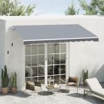 Tenda da Sole da Esterno Avvolgibile Manualmente in Alluminio e Poliestere, 2.5x2 m, Grigio e Bianco - immagine 2