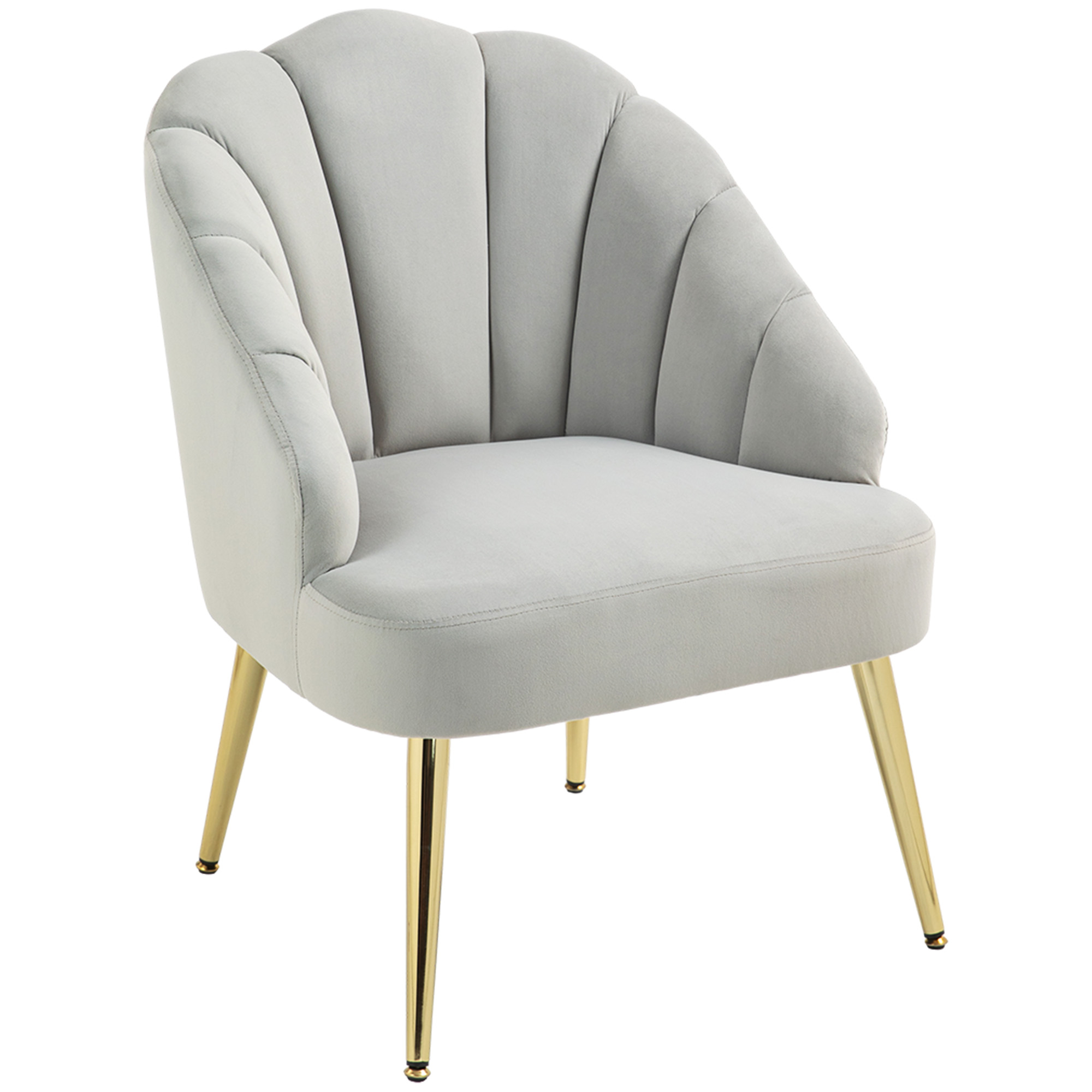 R3R5f1198f3c889f1.jpg Poltrona in Velluto da Camera e Salotto a Conchiglia Stile Art Deco, Acciaio, 63x65x84 cm, Grigio - immagine 1