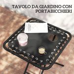 Set 2 Sedie Sdraio a Gravità Zero Pieghevoli con Schienale Regolabile e Tavolino, Nero - immagine 5