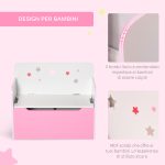 Panca Contenitore con Schienale in Legno per Bambini da 3-6 Anni, 60x30x50 cm, Rosa - immagine 4