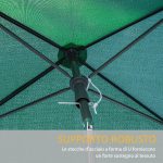 Ombrellone da Giardino Rettangolare 2x1.3m con Inclinazione Regolabile e Palo in Alluminio, Verde e Nero - immagine 7