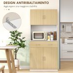 Credenza Cucina con Armadietti a 2 Ante e Cassetto, 80x40x180cm, Colore Legno - immagine 7