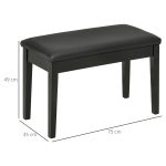 Sgabello per Pianoforte con Vano Contenitore in Legno e Finta Pelle PU, 75x35x49cm, Nero - immagine 3