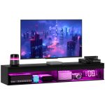 Mobile Porta TV fino 75" Sospeso con Luci LED 16 Colori e Telecomando, 180x40x30cm, Nero