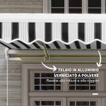Tenda Parasole per Esterno Estensibile in Alluminio e Poliestere con Manovella, 395x245 cm, Blu e Bianca - immagine 6