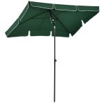 Ombrellone da Giardino Rettangolare 2x1.3m con Inclinazione Regolabile e Palo in Alluminio, Verde e Nero