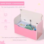 Panca Contenitore con Schienale in Legno per Bambini da 3-6 Anni, 60x30x50 cm, Rosa - immagine 6
