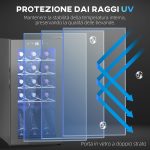 Cantinetta Vino Frigo per 15 Bottiglie, Capacità 44L, con Controllo Temperatura e Ripiani Regolabili, Nero - immagine 8