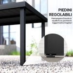 Tavolo da Pranzo da Giardino per 8 Persone in Alluminio e Plastica, Nero - immagine 7