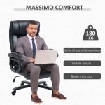 Poltrona da Ufficio Massaggiante e Riscaldata con 2 Punti Massaggio e 8 Programmi, Nera - immagine 4
