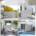 Tenda Laterale Retrattile 400x160 cm con Maniglia, in Metallo, Alluminio e Poliestere, Grigio Chiaro - immagine 7