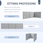 Paravento da Spiaggia Pieghevole Frangivista in Poliestere con Barre in Acciaio, 540x150 cm, Grigio - immagine 4