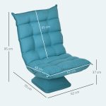 Poltrona Relax Girevole Effetto Velluto e Acciaio con Schienale Regolabile in 5 Posizioni, 62x70x95 cm, Blu - immagine 3