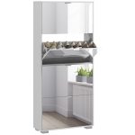Scarpiera Salvaspazio Slim con Specchio e 4 Cassetti per 24 Paia di Scarpe, 76x26x178cm, Bianco