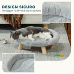 Cuccia Divanetto per Cani e Gatti Sfoderabile in Peluche con Schienale, 47x40x20 cm, Grigio - immagine 7