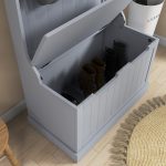 Mobile Appendiabiti 3 in 1 con 4 Ganci e Panca Contenitore, in Legno, 71.5x39.5x170 cm, Grigio - immagine 8