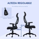 Sedia da Ufficio con Supporto Lombare e Poggiatesta, Seduta Girevole con Altezza Regolabile, Nero - immagine 7