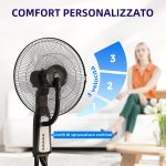 Ventilatore Nebulizzatore a 3 Velocità, Oscillazione 75° e Nebulizzazione Regolabile, Nero - immagine 5