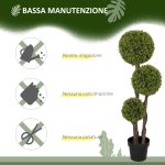 Pianta di Bosso Artificiale a 3 Sfere con Vaso Incluso e Fondo Rinforzato, Altezza 115 cm - immagine 6