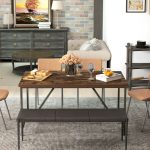 Tavolo da Pranzo per 6 Persone Stile Industriale in Legno e Acciaio, 150x80x75 cm, Marrone - immagine 7