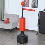 Sacco da Boxe ad Altezza Regolabile con Punching Ball e Base Riempibile, 88x48x155-205 cm, Rosso e Nero - immagine 9