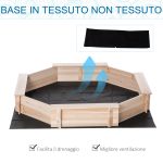 Sabbiera per Bambini con Sedili e Copertura, Età 3-8 Anni, 139.5x139.5x21.5cm, Colore Legno - immagine 5