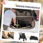 Passeggino per Cani Pieghevole con Ingressi a Cerniera e Finestre a Rete, 112x65x100 cm, Grigio Scuro e Nero - immagine 5