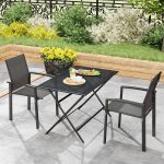 Set 2 Sedie da Giardino Impilabili con Seduta Traspirante, in Alluminio e Textilene, 56x58x89 cm, Grigio Carbone - immagine 8