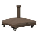Base per Ombrellone con Ruote Riempibile fino a 20 kg per Pali da Ø22-38 mm, 45x45x39 cm, Marrone