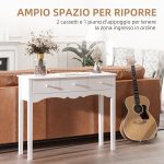 Tavolo Consolle Moderno da Ingresso in MDF con 3 Cassetti, 100x32x85 cm, Bianco - immagine 4