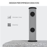 Base per Ombrellone da 28kg in Granito con Maniglia Estensibile e Rotelle, 41x41x37.5cm, Grigio - immagine 5