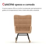Poltrona a Dondolo Imbottita in Legno e Acciaio con Rivestimento Bouclé, 71x98x101 cm, Marrone - immagine 4