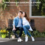 Panchina da Esterno in Alluminio a 2 Posti a Doghe, 123x67x79cm, Nero - immagine 4