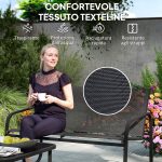Set da Giardino con 2 Divani 2 Posti, 2 Poltrone e un Tavolino da Caffè con Piano in Vetro, Nero - immagine 5