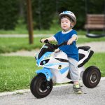 Moto Giocattolo Cavalcabile a 3 Ruote per Bambini 18-36 Mesi Stile Polizia con Musica e Fari, Azzurro - immagine 2
