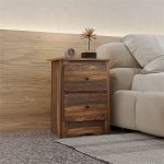 Comodino con 2 Cassetti dallo stile Rustico in Legno, 40x30x56 cm, Marrone - immagine 2