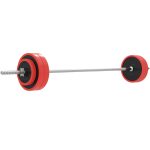 Set Bilanciere e Dischi da 30 kg totali con 6 Pesi e 2 Dadi, in Metallo, PU e Sabbia, 170x26x26 cm, Rosso